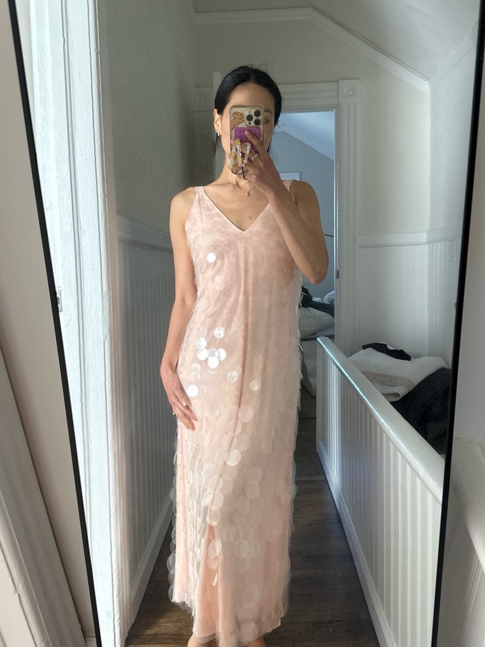 Jonathan Simkhai Blush Pink Sequin Maxi Dress